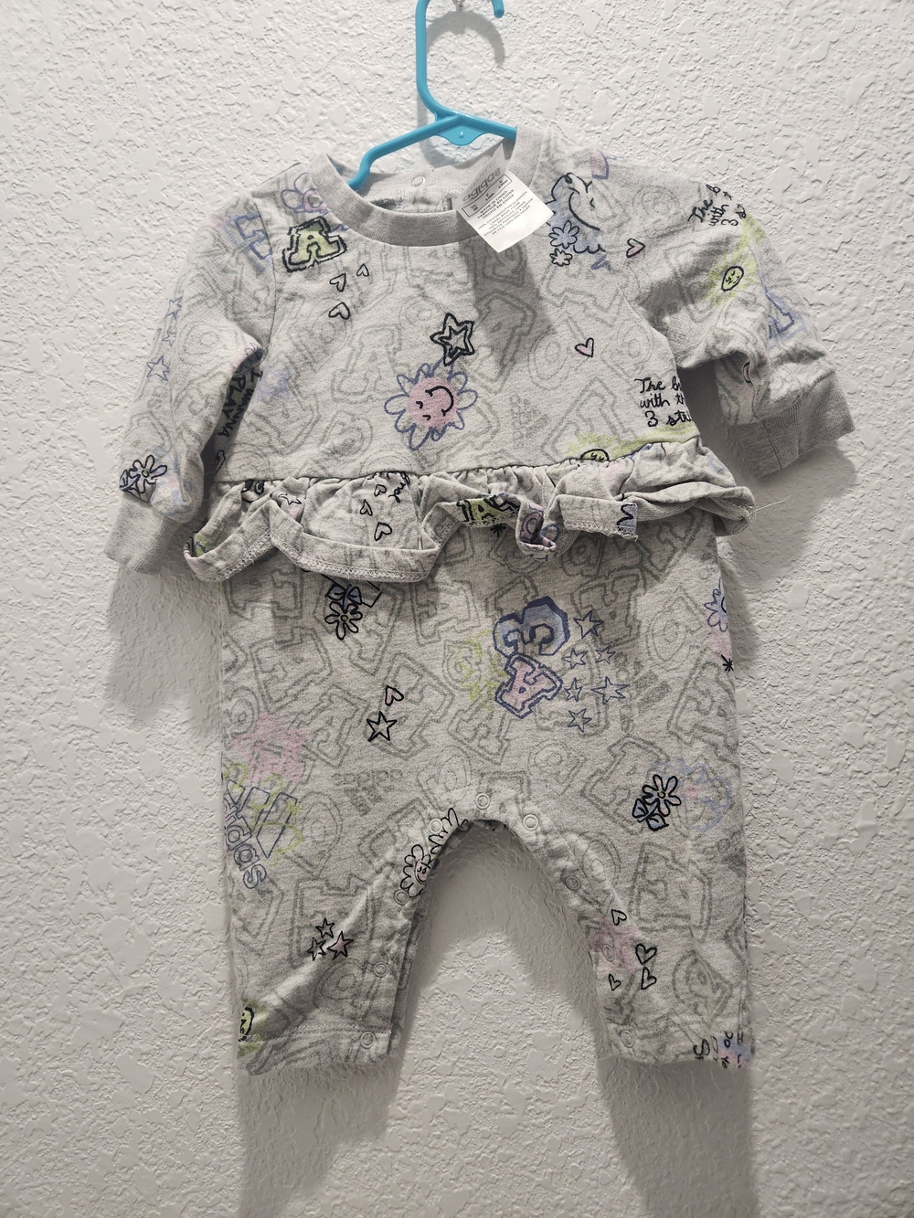 adidas Gray Baby One-Piece Romper with Pastel Accents